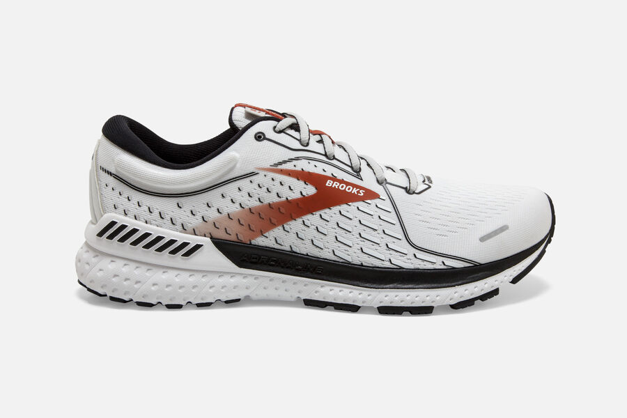 Mens Brooks Adrenaline GTS 21 Road Shoes White/Black/Orange | 503641-UMN